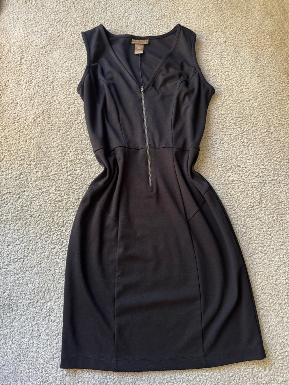 Miss Tina Black Sleeveless Zip-Front Midi Sheath Dress casual sexy - Party